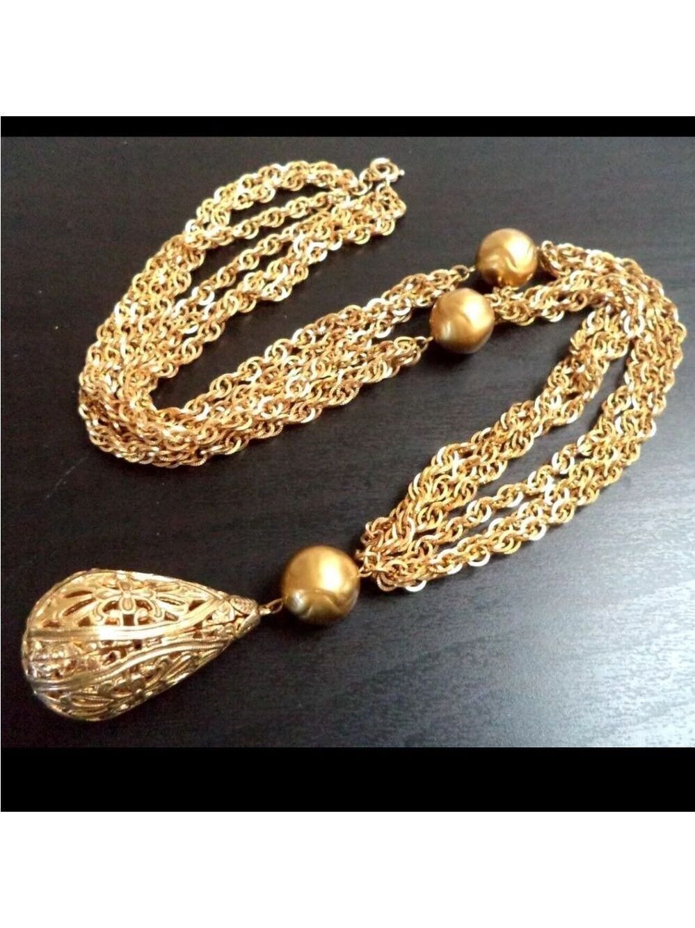 VINTAGE HEAVY GOLD TONE 29" NECKLACE EXCELLENT CONDITION